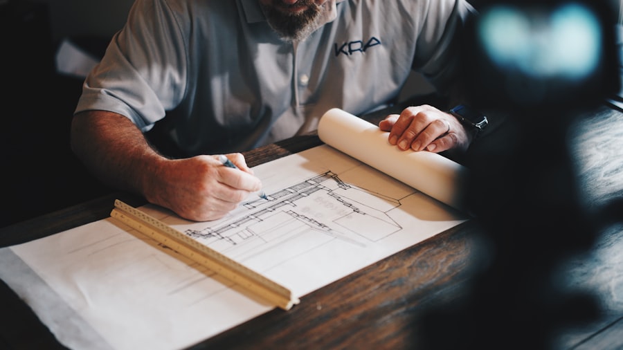 Man Sketching Building